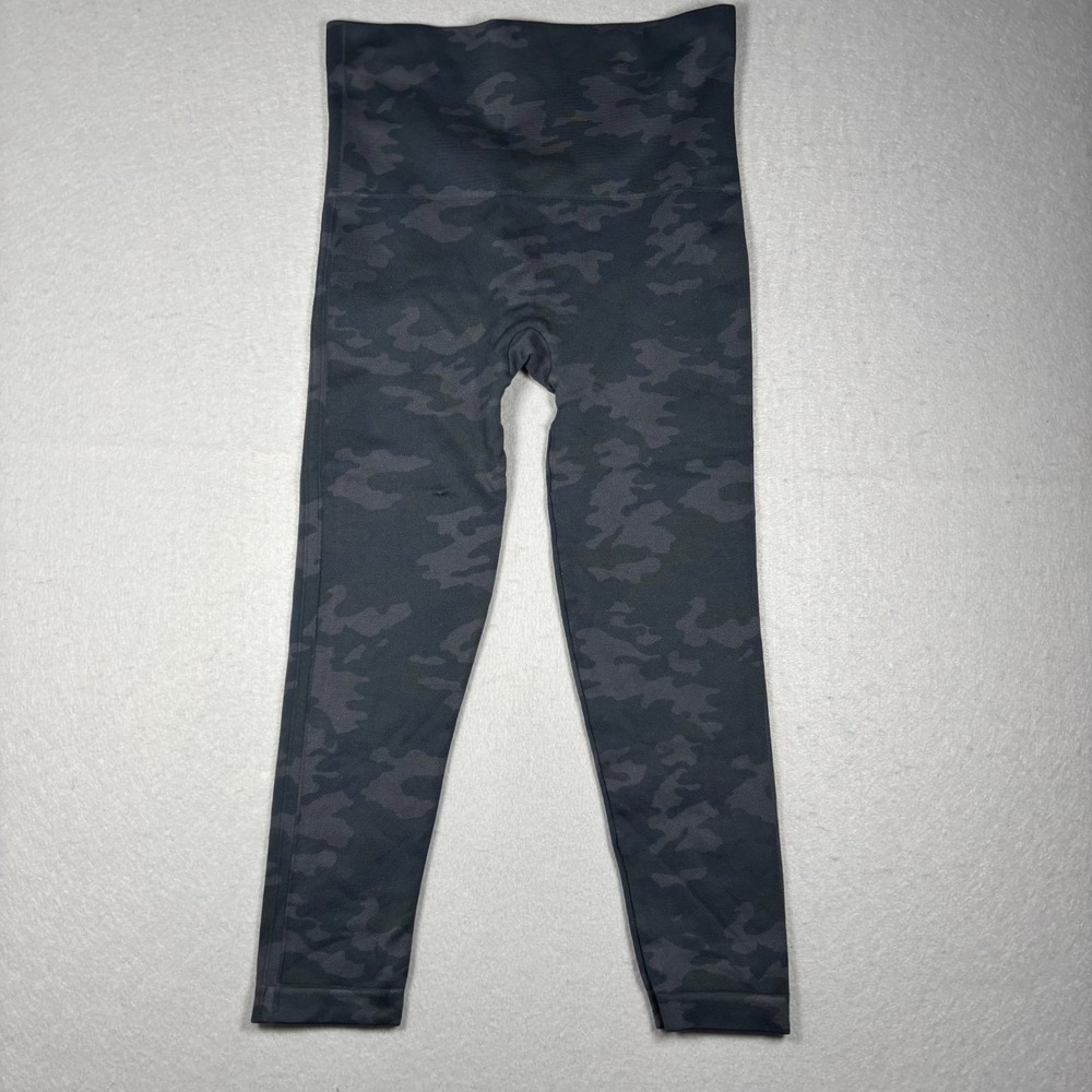 Spanx Look At Me Now Seamless Leggings Black Camo Camouflage Size M Medium